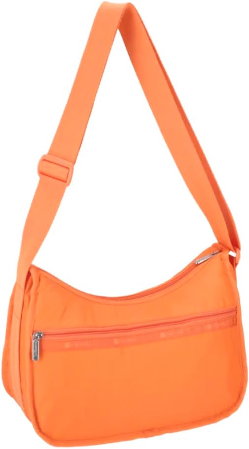 LeSportsac Tangerine Classic Hobo Crossbody Bag + Cosmetic Bag, Style 7520/Color R119, Uplifting & Vibrant Juicy Orange, Zesty New Neutral Evokes Joy, Positivity & Friendship, Luminous Citrus Shade