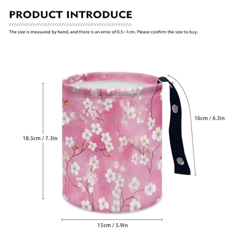 Image of Pink Flower Trash Can for Car Garbage Can for Back Seat Leak Proof with Adjustable Buttons Cars Accessories for Women Interior