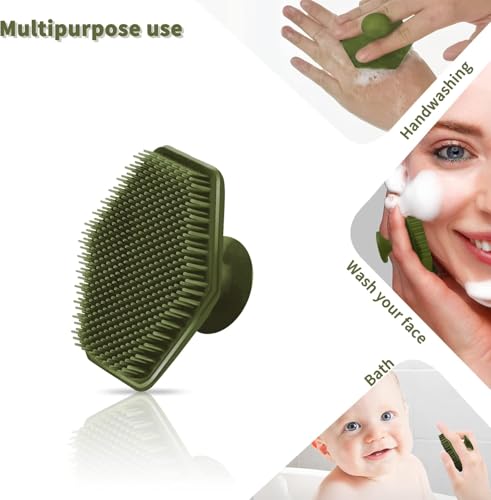 Image of VWMYQ Face Scrubber, Silicone Face Scrubber for Men, Gentle Exfoliator Pad & Massager, Facial Cleansing /Wash Brush - Removes Dead & Dry Skin (Army, Hexagon)