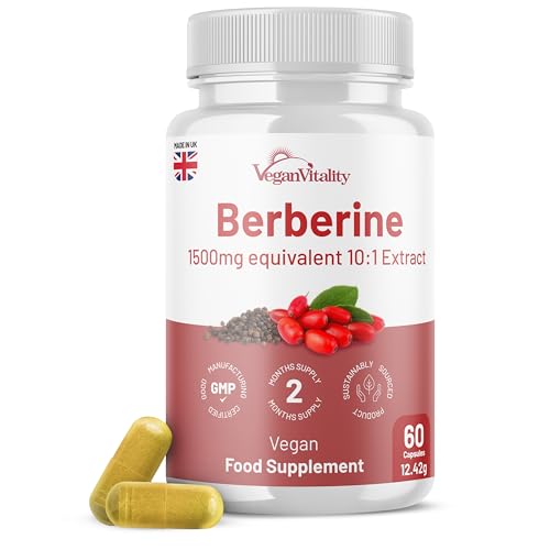 Berberine High Strength 1500mg - Berberine Supplement with Black Pepper 60 Capsules 2 Months Supply - Weight Management Clean Berberine Capsules UK