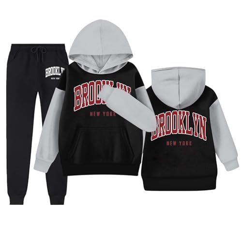 LOS ANGELES Girl Clothes 2 Piece Outfits Graphic Letter Hooded Sweatshirt & Jogger Pants Loose Jogger Set 4-14Y