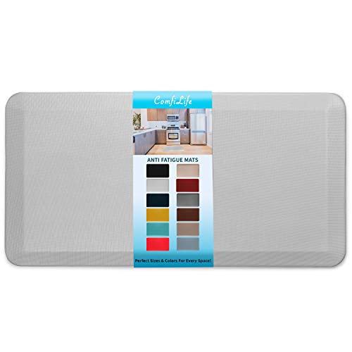 ComfiLife Anti Fatigue Floor Mat – 3/4 Inch Thick Kitchen Mats for Floor, Standing Desk Mat, Kitchen Rug – Comfort at Home, Office – Durable – Stain Resistant – Non-Slip Bottom (24" x 70", Silver)