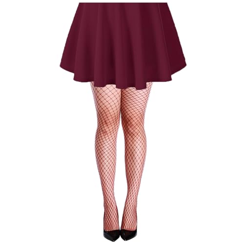 Image of Women High Waisted Fishnet Tights Footed Stockings Plus Size Stretchy Pantyhose