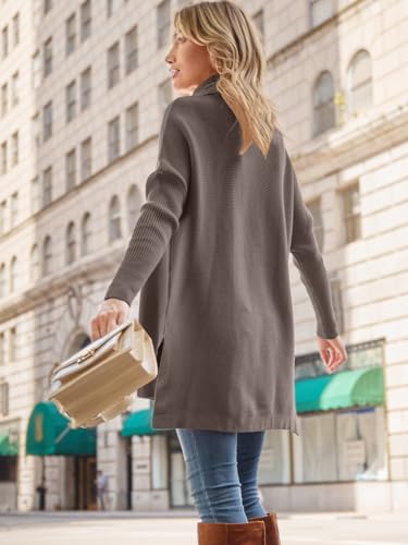 Image of LILLUSORY Women's Turtleneck Oversized Sweaters Long Batwing Sleeve Spilt Hem Tunic Pullover Knit Tops