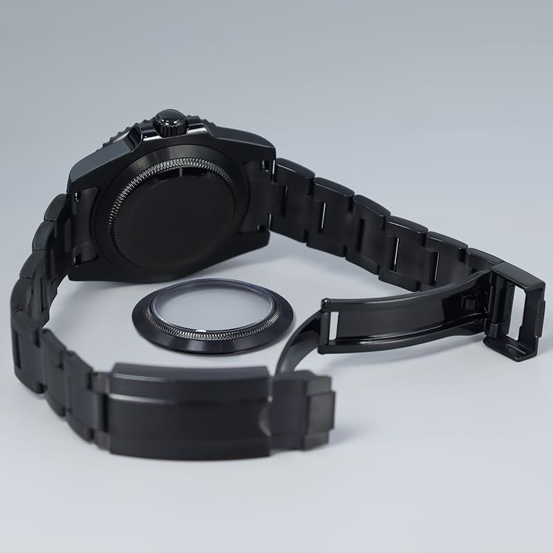40mm Mechanical Men SUB Black Steel Diver Watch Case Rotating Bezel for NH35 NH36 Miyota8215 Movement Watch Parts