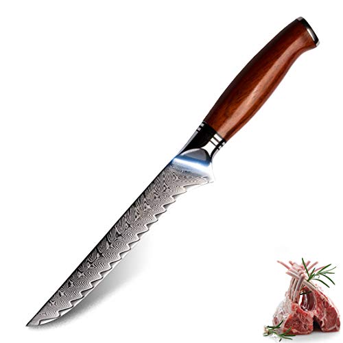 YARENH Boning Fillet Knife 6 Inch - Professional Kitchen Chef Knife - 73 Layers Damascus High Carbon Steel - Full Tang Dalbergia Wood Handle - FYW Series