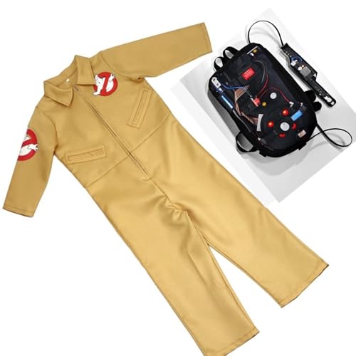 YUGSHNKFC 3 Ghostly Busters Kostüm Set für Kinder Uron Paket und Overall Halloween Party Anziehgeschenk Ghostbuster Outfits