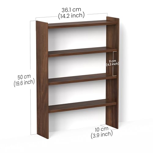 Image of BLUEWUD Yobeo 4 Tier Engineering Wood Spice Masala Rack Shelf Stand Organizer /Spice Bottle Display Rack & Cup Stand for Home & Kitchen, DIY (Do it Yourself), (Brown Maple, 36.1 X 10 X 50 Cm)