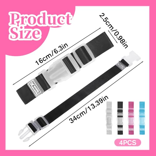 Image of 4 PCS Luggage Straps for Suitcases, Luggage Connector Straps for Suitcases Travel Strap for Baggage Portable Travel Belt Suitcase Strap