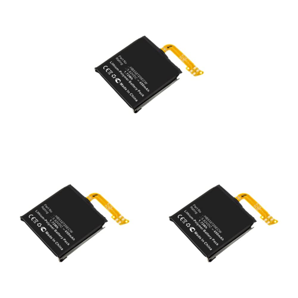 Synergy Digital Smartwatch Batteries, Compatible with Huawei HB532729ECW Smartwatch, (Li-Pol, 3.82V, 450mAh), Replacement for Huawei HB532729ECW Battery, combo-pack includes: 3 x SDWT-P11676 Batteries