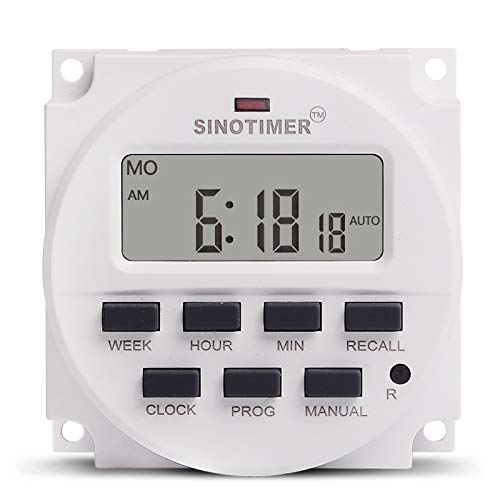 DC 5V 7 Days Programmable Digital Timer Switch Time Relay Control in 12/24hr Format Clock with Countdown Off Function(with 4 Wires)