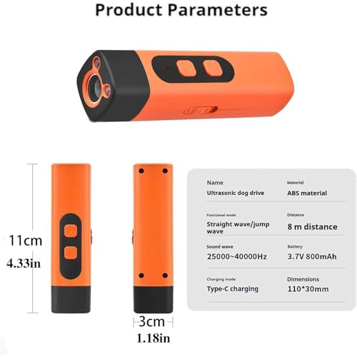 Purova Ruhemeister Hund, Anti-Bell-Gerät für Hunde, Geräte zur Abschreckung von bellenden Hunden mit LED-Taschenlampe und HD-Display (1 Stück)