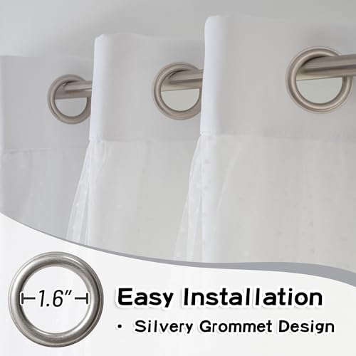 Image of MYSKY HOME White Curtains for Girls Nursery Kids Bedroom 52Wx54L,2 Panels