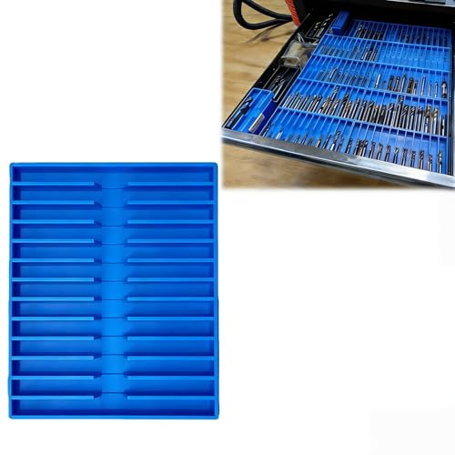 Modular Tool Storage Box for Cutting Tools – Compartments for End Mills, Reamers, and Drill Bits – Durable Plastic Organization Case for Workshop & CNC Tooling (Blue)