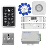 ReaIOKbii Kit sistema di controllo accessi autonomo - Lettore porta tastiera RFID impermeabile con accesso carta e password, capacità 1000 utenti, apriporta intelligente, pulsante di uscita, 10