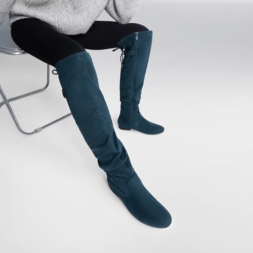 Image of DREAM PAIRS Women's Over The Knee Flats Slouch Thigh Boots