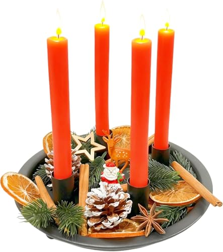 Adventskranz,Adventskranz Modern Metall Künstlich Schwarz...