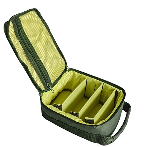 XUJIQI Fishing Tackle Bag Waterproof Fishing Bag Portable Fishing Reel & Gear Bag with 3 Adjustable Dividers for Spinning Baitcasting Fly Reels (Army Green)