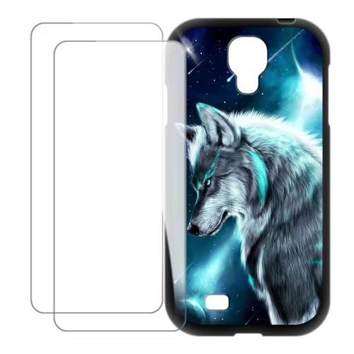 UOGNADGD Screen Protector and Case for Galaxy S4 i9500 - Wolf 3