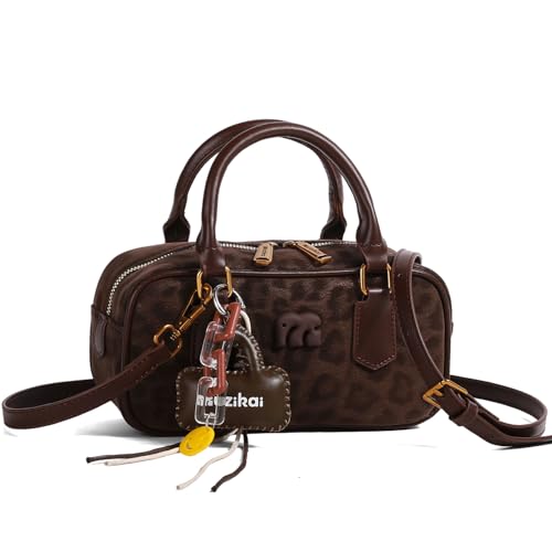 Bolso Boston Leopardo para Mujer en Cuero Sintético Retro Mini Tote miniatura 1