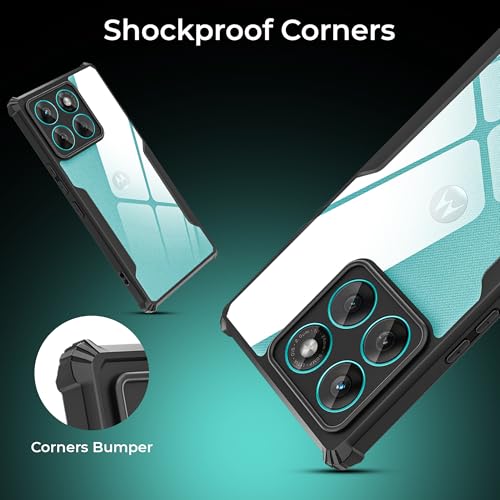 Image of A rtistque Clear Hard Transparent Acrylic Armor Anti-Drop Shockproof TPU Edge Back Cover Case for Motorola Edge 60 Fusion 5G | Edge 60 5G | Moto Edge 60 Fusion 5g Back Cover - Black