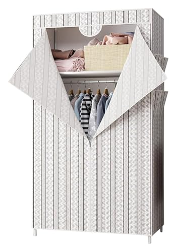 Armarios portátiles con barra para colgar y estantes portátiles en armario plegable rosa