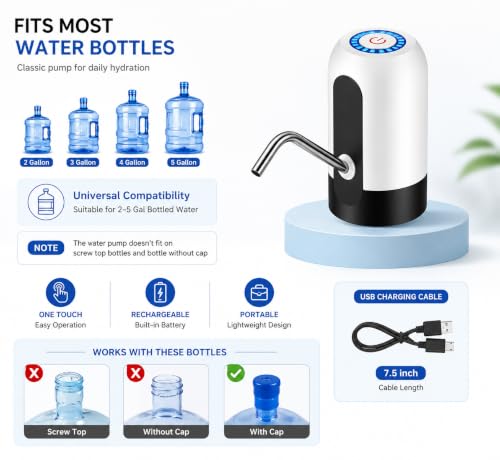 Image of Automatic Wireless Water Can Dispenser Pump for 20 Litre Bottle Can, Rechargeable