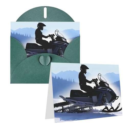 FHEDVBN スノーモービル グリーティングカードセット ブランクカード 4x6インチ バースデーカード ウェディングカード お見舞いカード サンキューカード 封筒付きメモカード あらゆる機会に