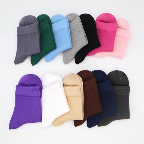 Womens Viscose Bamboo Crew Socks Thin Casual Ultra Soft Colorful Above Ankle Socks Breathable Comfortable 3/6 Pairs4