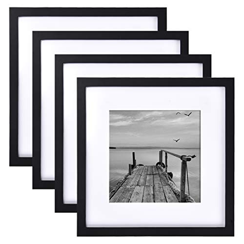 Framics 4 Pack 12X12 Picture Frames, Display 8X8 Photo With Picture Mat, Black Picture Frames Made Of Solid Wood For Wall Mounting Or Table Top, Mounting Hardware Included #TOP26