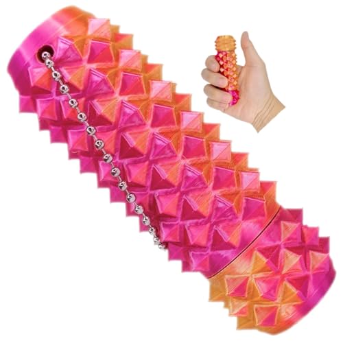 ZyCooom Little Ouchies Spiky Pain Stim Stress-Relief Keychain, Bigger Pointed Sensory Pocket Toy Adults for Stress & Anxiety Relief & Focus Aid, Novelty Gift for Friends/Coworkers-Red/Gold