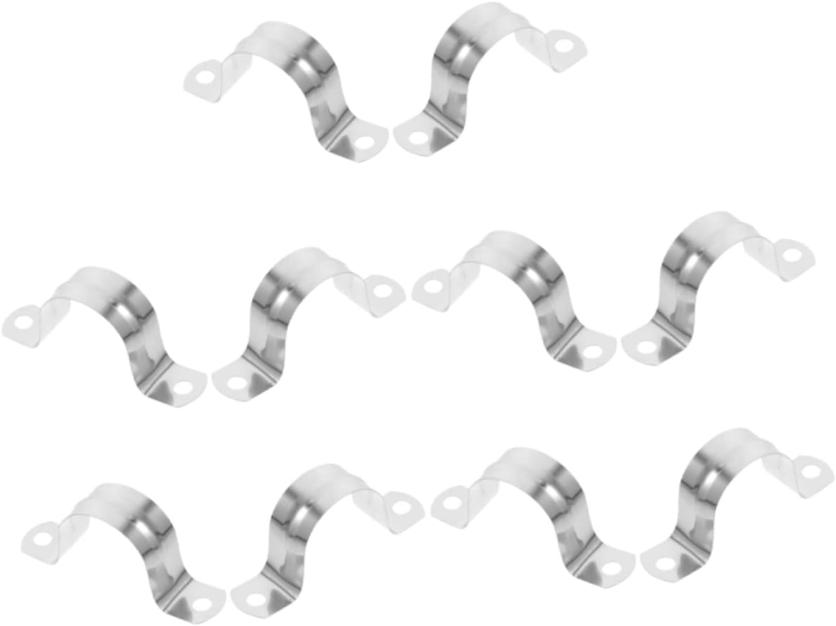MERRYHAPY 10Pcs Stainless Steel Pipe Strap Clamps U Shaped Tube Clips for Ducting Garden Hose Quick Connect Durable Easy Installation Brackets for Plumber Water Pipe Support