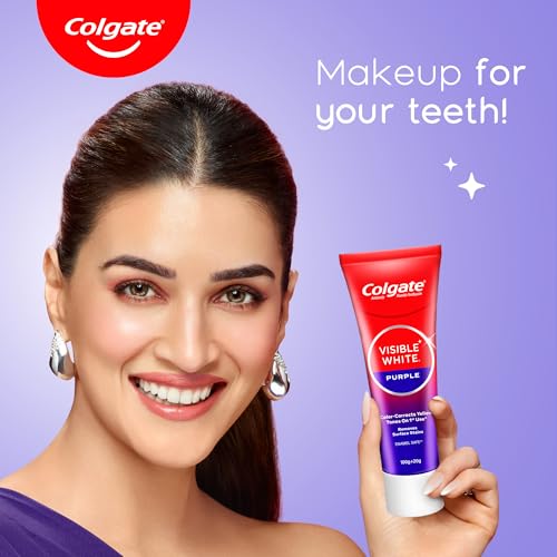 Image of Colgate Visible White Purple Toothpaste 120g and Toothbrush (Pack of 2) Combo