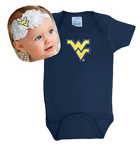 Image of Future Tailgater West Virginia Mountaineers Baby Onesie and Shabby Bow Headband Set