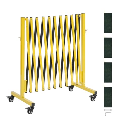 VEVOR Industrial Expandable Barricade 13FT Expandable Safety Barrier Flaxible Mobile Barricade with Locking Casters Portable Folding Security Gate Traffic Fence for Driveway Warehouse Elevator