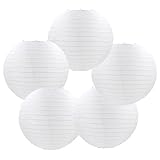 40 Pcs White Round Paper Lanterns Decorative Hanging Paper Lanterns Lamp for Birthday Wedding Baby Bridal Shower Home Decor Party Decoration