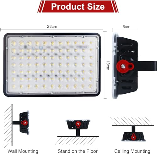 كشاف ضوء LED خارجي بقوة 200 واط من إندميرد، كشاف ضوء فائق السطوع بقدرة 20000 لومن و6500 كلفن، قابس بريطاني، كشاف ضوء LED للاماكن الخارجية بتصنيف مقاومة الماء IP66، مناسب للفناء والحديقة وساحة اللعب