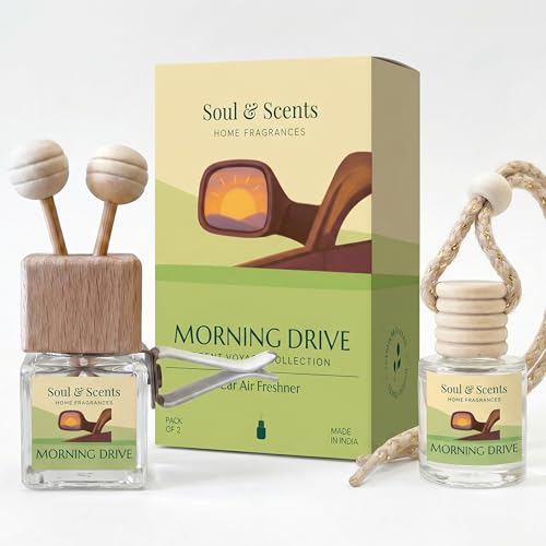 Image of Soul & Scents 16ml Luxury Car Perfumes Bergamot & Grapefruit | Morning Drive | 2-in-1 Hanging Pod & AC Vent Air Freshener | Premium Car Fragrance Accessory | Long Lasting Odour Eliminator | Pack of 2
