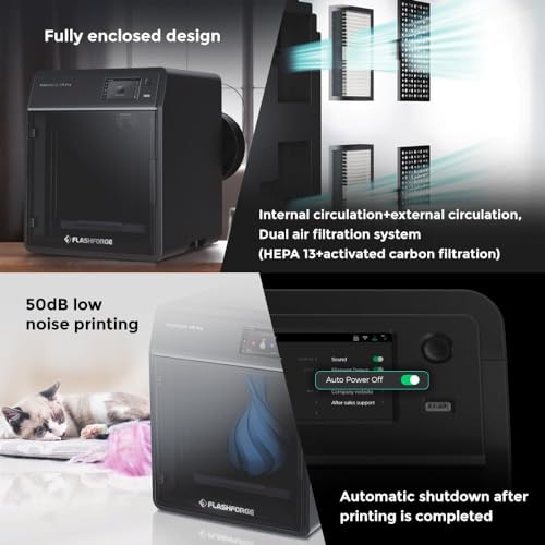 Image of FLASHFORGE AD5M Pro 3D Printer - 600mm /s High-Speed Core XY, 1-Click Auto Leveling, ≤50dB Quiet Printing with Camera, 0.4&0.6mm Nozzle, Auxiliary Cooling, 220x220x220mm Build Volume