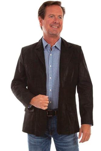 Image of Scully Western Jacket Mens Leather Button Blazer 54 L Black F0 602