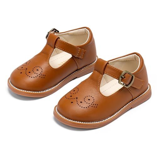 Image of PHIRAMIN Toddler Girl Mary Jane Student Oxford Shoes-Little Girl School Uniform Shoes for Wedding Party
