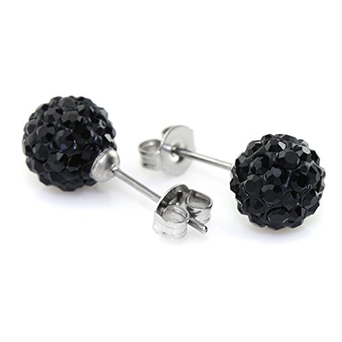 JewelrieShop Rhinestones Crystal Ball Stud Earrings Set Fireball Disco Ball Pave Bead Earrings Hypoallergenic for Women2