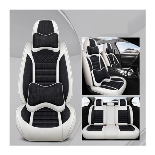 リンカーン アビエーター MKZ マーク MKC MKX MKS ナビゲーター カーアクセサリー対応 ユニバーサル リネン サマー カーシートカバー フルセット(Black Pillow)