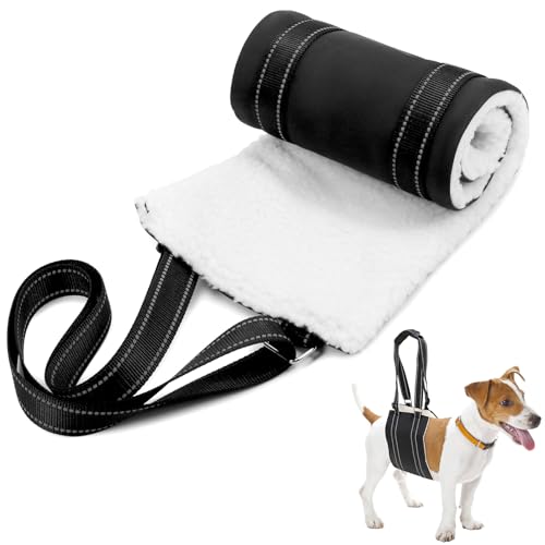 QWORK® Weiche Hunde Tragehilfe (M) - Verstellbare Gehhilfe und Hinten Unterstützungsgeschirr für Behinderte, Verletzte, Ältere Hunde