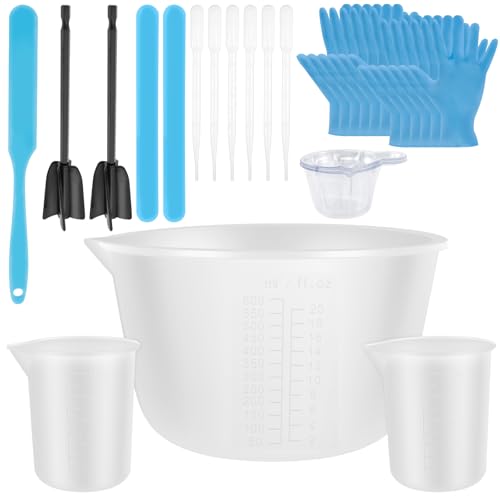 36 Pcs Silicone Resin Measuring Cups Tool Kit, 100ml / 600ml Epoxy Resin Reusable Silicone Mixing Measuring Cups for Molds Jewelry Making Easy to Clean