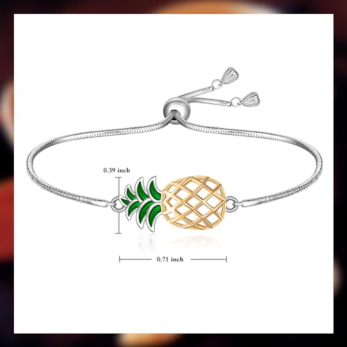 Pineapple Bracelet for Women Sterling Silver Pineapple Bracelets Upside Down Yellow Pineapples Jewelry Summer Valentines Gifts3