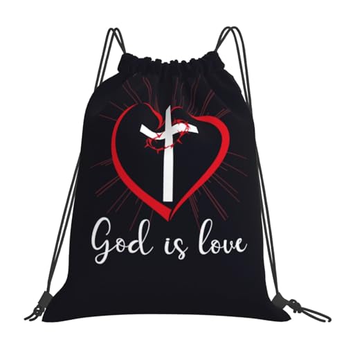 Cute Easter Jesus Cross Drawstring Backpack Sports Gym Sackpack Christian String Bag for Women Men