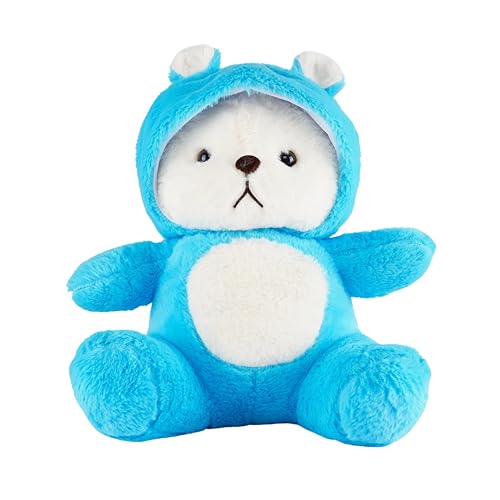 Image of Hooded Teddy Bear Plush Toy | Soft & Cute Stuffed Animal Toy for Hugging for Kids & Loved Ones - Blue 45cm