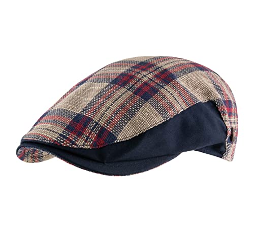DASMARCA - Béret - Casquette Plate - 2 Coloris - Homme ou Femme Braxton - Taille M - Bleu-Rouge Cover