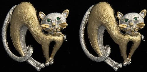 Image of Set of 2 Brooch Lapel Pins With Rhinestones
